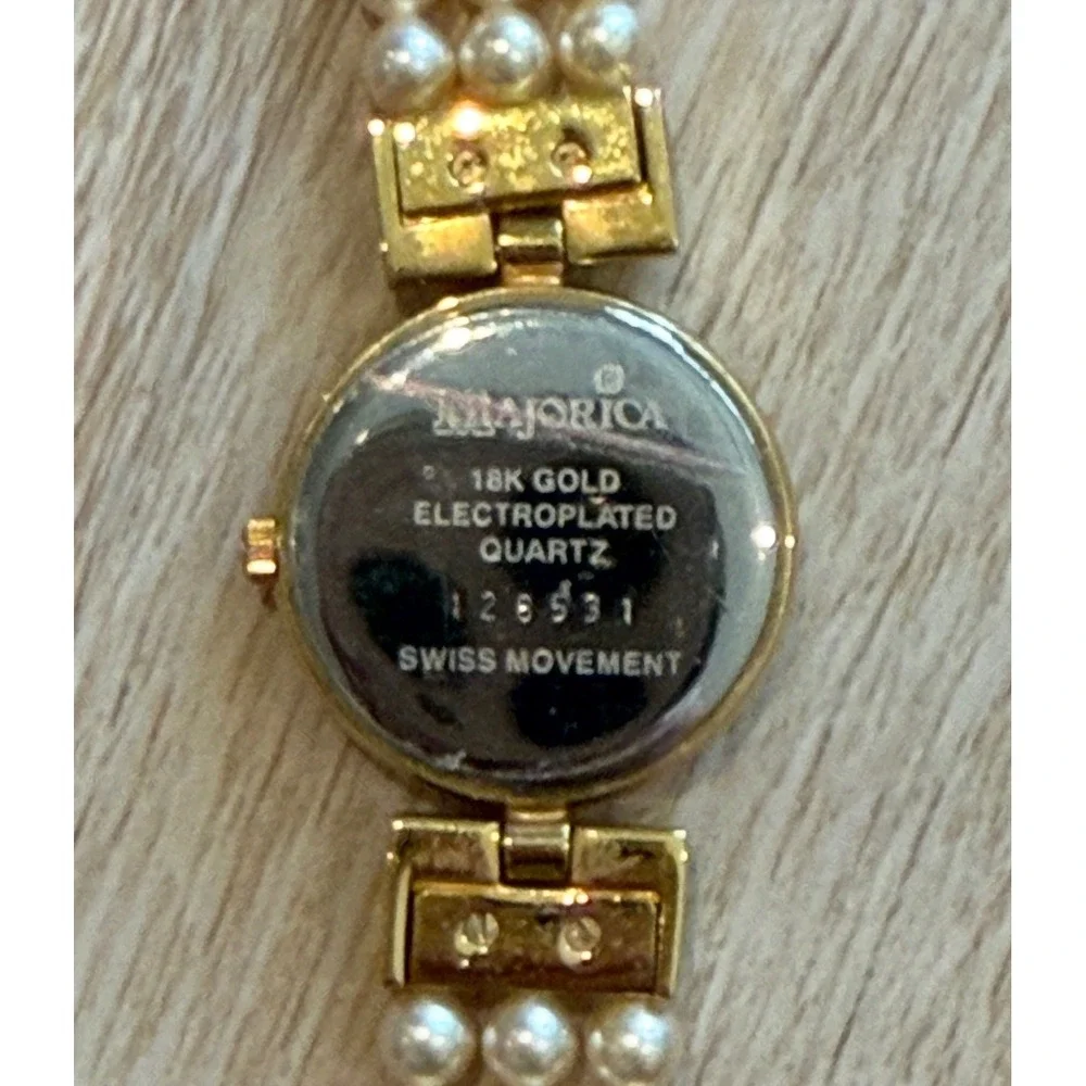 Vintage Majorica 18K Gold Electroplated Faux Pearl Strand Watch